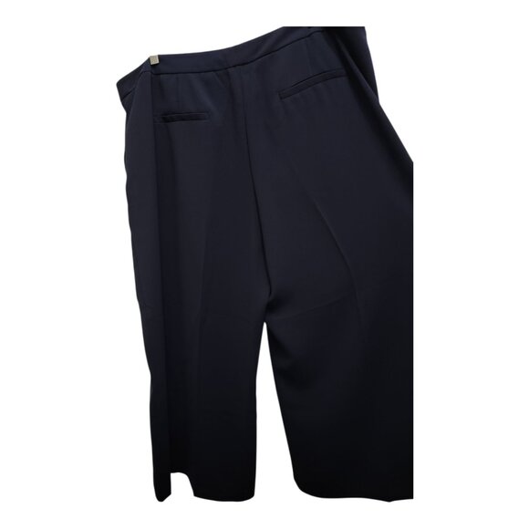 Halogen Wide Leg Crop Dress Pants Womens 20 Navy Blue Crepe Casual Office 0510 - Picture 3 of 5